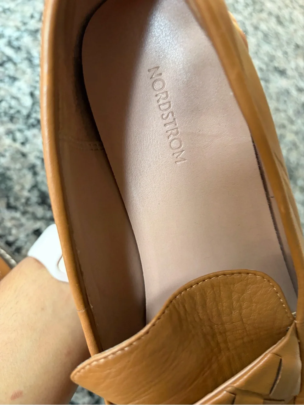 Nordstrom Tan Leather Woven-Detail Platform Loafers